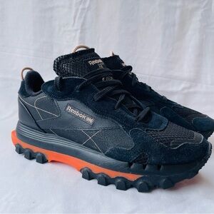 Reebok Classic Leather Ripple Sneakers Black Orange Sole Women’s Size 11